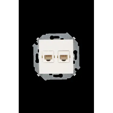 15 Розетка компьютерная двойная RJ45 кат.5е слоновая кость