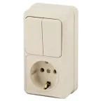 Блок розетка с выключателем Intro Quadro 2-706-02 двойным вертикальный 10(16)А-250В, IP20, ОУ, слоновая кость