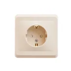 ЭТЮД Розетка скрытая с заземлением со шторками бежевая