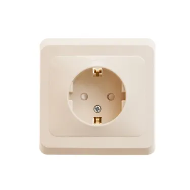 ЭТЮД Розетка скрытая с заземлением со шторками бежевая