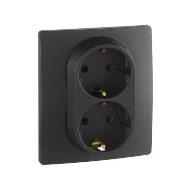 ETIKA Розетка 2X2К+З немецкий стандарт винтовые зажимы 16 А 250 В антрацит