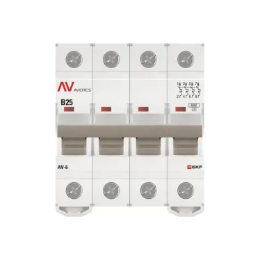 Выключатель автоматический AV-6 4P 25A (B) 6kA AVERES