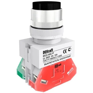 Выключатель кнопочный ВK-22 с фиксацией ABFP диам. 22мм черный 220В