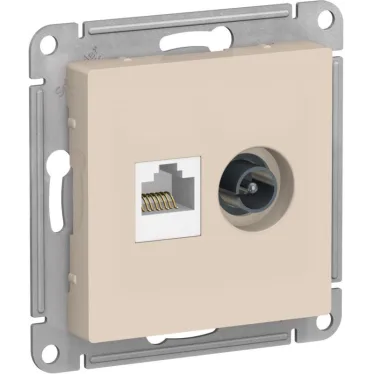 Розетка ATLASDESIGN двойная компьютерная+ТВ RJ45+TV категория 5E механизм бежевый