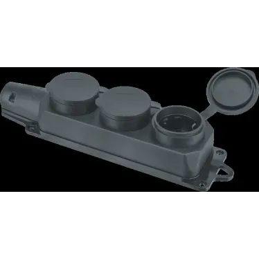 Колодка Navigator 61 372 NCA-BLR2-03-16A-E-IP44-BL 3гн с/з каучук черная