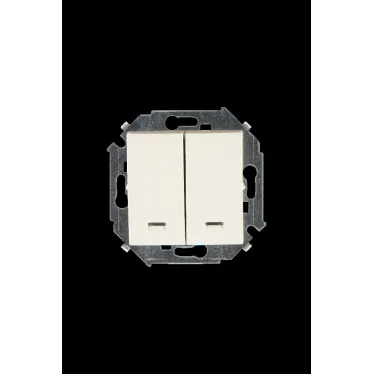 15 Выключатель двухклавишный с подсветкой 16А 250В винтовой зажим слоновая кость