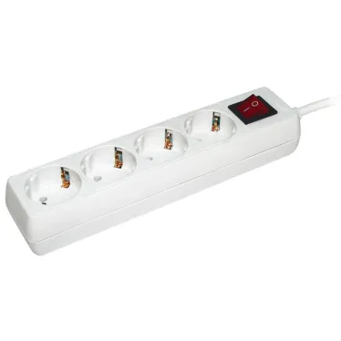 Удлинитель бытовой 4 розетки шнур 5м с заземлением с выключателем 16А