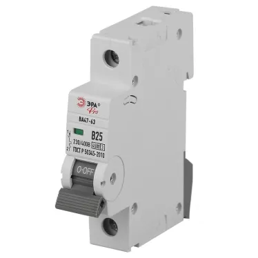 Выключатель автоматический ВА47-63 1P 25А кривая B 4,5кА PRO VA63-1P25B4.5 ЭРА