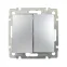 VALENA Выключатель двухклавишный в рамку алюминий