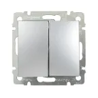 VALENA Выключатель двухклавишный в рамку алюминий