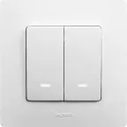 ETIKA Выключатель двухклавишный с подсветкой белый безвинтовые зажимы 10АХ