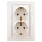 Розетка Intro Plano 1-205-02 с заземлением двойная 2X2P+E Schuko, 16А-250В, IP20, СУ, слоновая кость