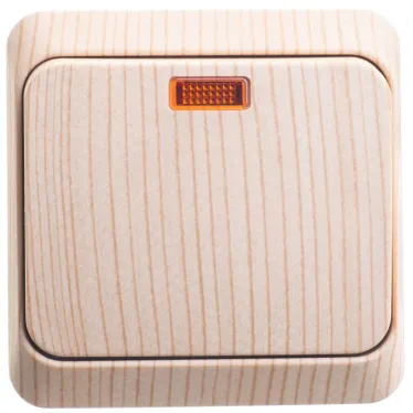 ЭТЮД Выключатель одноклавишный наружный с подсветкой сосна сх.1