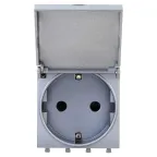 Avanti Розетка с крышкой модульная 2P+E с з/ш Закаленная сталь2 модуля