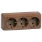 Розетка РС23-3-ОД трехместная с заземляющим контактом 16А открытая установка Октава дуб