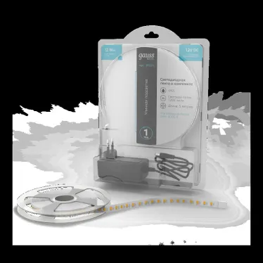 Лента светодиодная LED 2835/120-SMD 12 Вт/м 1200 лм/м 4000К DC 12В IP65 8мм комплект лента и драйвер (блистер 5м) Basic Gauss