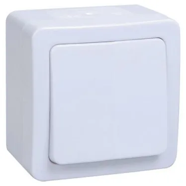 Гермес PLUS Выключатель одноклавишный проходной наружный белый IP54