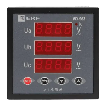 Вольтметр цифровой VD-963 на панель (96х96) трехфазный PROxima