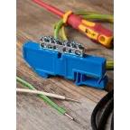 Шина 0 N (6x9мм) 6 отв. цинк синий изолятор на DIN-рейку