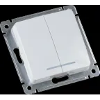 MASTER Выключатель двухклавишный с индикацией, скрытой установки, в рамку, белый