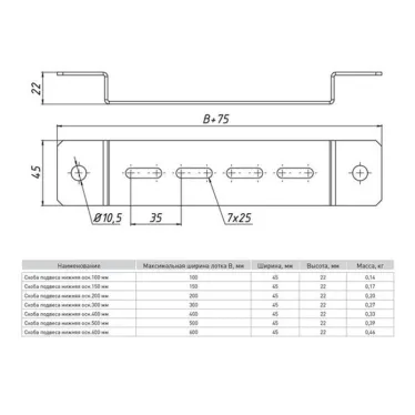 Скоба подвеса нижняя 100 мм