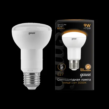 Лампа светодиодная LED 9 Вт 660 лм 3000К грибок R63 теплый E27 AC 220В Black Gauss