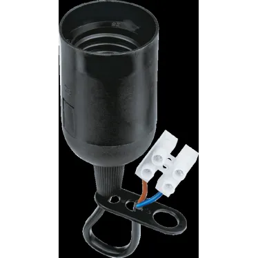 Патрон подвесной Е27 с проводом и клеммной колодкой пластик черный