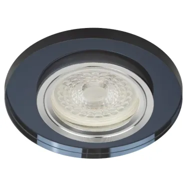 Светильник декор стекло круглое MR16,12V/220V, 50W, хром/черный DK7 CH/BK