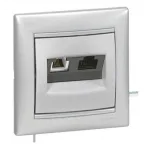 ETIKA Розетка телефонная+компьютерная RJ11+RJ45 категория 5 UTP алюминий