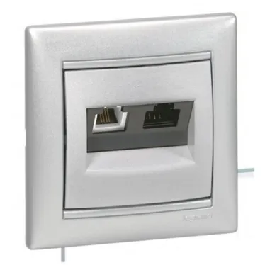 ETIKA Розетка телефонная+компьютерная RJ11+RJ45 категория 5 UTP алюминий