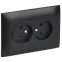 SKANDY Розетка 2-местная без заземления с защитными шторками 10А в сборе SK-R09Bl черный IEK