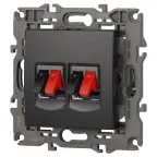 Розетка аудио двойная, Эра Elegance, антрацит, 14-3112-05