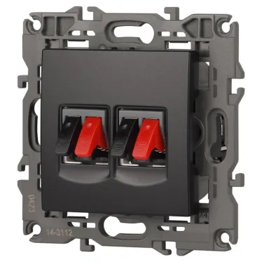 Розетка аудио двойная, Эра Elegance, антрацит, 14-3112-05