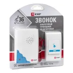 Звонок проводной на батарейках (белый-голубой 36 мелодий шнур 1.2м с индикацией 2х1.5В АА) Basic