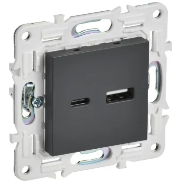 SKANDY Розетка USB A+C 3,1А SK-R14T титан IEK