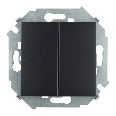 Переключатель проходной двухклавишный 16AX 250В графит S15