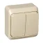 ЭТЮД Выключатель двухклавишный наружный с подсветкой бежевый сх.5