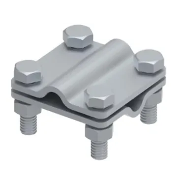 Соединитель крестовой 55х55 для параллельного, крестового и Т-образного соединения прутка диаметром 6-10 мм. Без разделительной пластины. Монтаж с помощью 4 винтов с шестигранной головкой M8X25 и 4 шестигранных гаек M8. Материал - горячеоцинкова