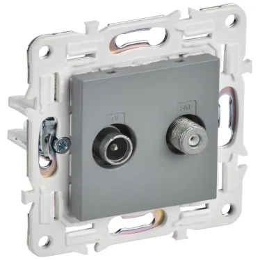 SKANDY Розетка двойная TV+SAT SK-A13Gr серый IEK