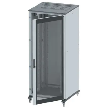 Напольный шкаф 42U Ш600хГ600 передняя дверь стекло, задняя глухая дверь,крыша укомплектована вводом и заглушками