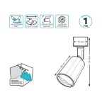 Светильник светодиодный трековый цилиндр 8W 600lm 4000K 180-220V IP20 59*164мм белый линза 50º | TR089 | Gauss