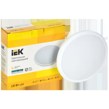 Светильник светодиодный ДПБ 3003 18Вт IP54 4000K круг белый IEK