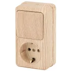 Блок розетка с выключателем Intro Quadro 2-705-11 вертикальный 10(16)А-250В, IP20, ОУ, сосна