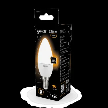 Лампа светодиодная LED 6.5 Вт 520 лм 3000К свеча теплый E14 AC 220В Black Gauss