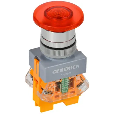 Кнопка D7-MDZS Грибок d-22мм 1з+1р с п/ф кр. GENERICA