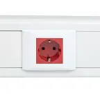 Розетка 45х45 (2 модуля), с заземлением, красная, прямая