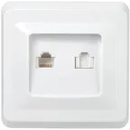 РK/T12-ВБ Роз. 2-ая комп. и телеф. RJ11/RJ45 ВЕГА белый