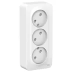 Розетка BLANCA наружная трехпостовая, без заземления, со шторками, с изолирующей пластиной, 16А, 250В, белый