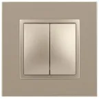 Переключатель двойной, 10АХ-250В, Эра Elegance, шампань,14-1106-04