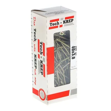 Шуруп универсальный 3х40 потайная головка, остроконечный, желтопассивированный (200шт) - коробка